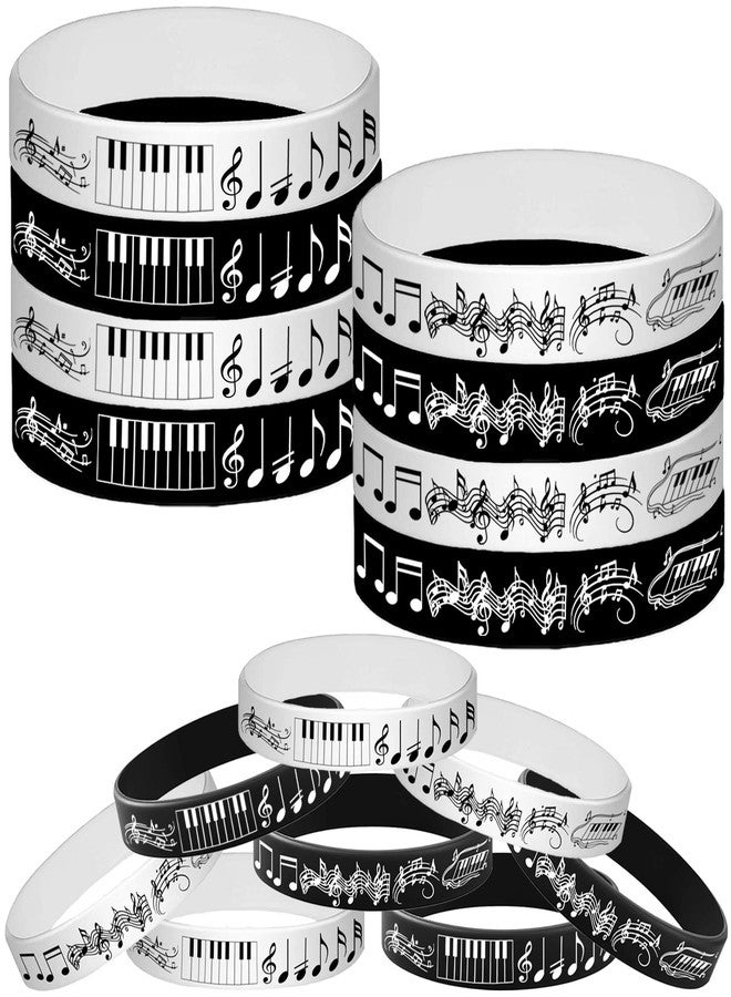 ATSMOICY 48PCS Piano Notes Rubber Bracelets Silicone Wristbands Party Favors-Choir Music Prize Candy Party Decorations Birthday Baby Shower Party Favors - Image 1